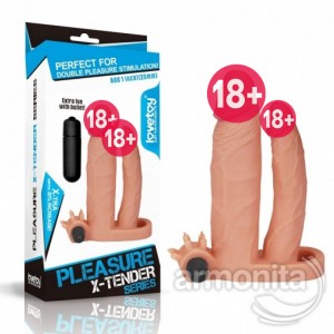 Pleasure X Tender Titreşimli Çift Taraflı Penis Kılıfı